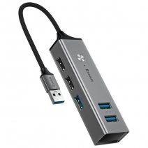 BASEUS HUB MULTIPORTA LETTORE USB-USB TO 2X USB 3.0 + 3X USB 2.0 PORTE CAHUB-COG ALLUMINIUM GREY