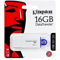 KINGSTON PEN DRIVE G4 CHIAVETTA USB 3.1 - 3.0 - 2.0 16GB DATATRAVELER WHITE-BLU