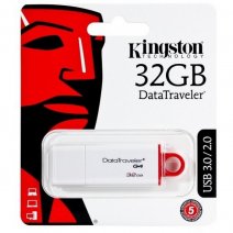 KINGSTON PEN DRIVE G4 CHIAVETTA USB 3.1 - 3.0 - 2.0 32GB DATATRAVELER WHITE-RED