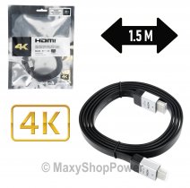 MAXY CAVO VIDEO HDMI - HDMI GUAINA PIATTA DA 1.5M HIGH SPEED ETHERNET 2.0 4K BLACK