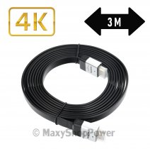 MAXY CAVO VIDEO HDMI - HDMI GUAINA PIATTA DA 3M HIGH SPEED 2.0 4K BLACK