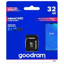 GOODRAM MEMORY CARD M1AA MICROSD HC 32 GB + ADATTATORE SD CLASSE 10