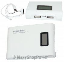 POWER BANK BATTERIA EMERGENZA LCD PACK 12000 MAH WHITE /PER SMARTPHONE