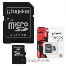 KINGSTON MEMORY CARD MICROSD HC 16 GB + ADATTORE CLASSE 4