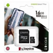 KINGSTON MEMORY CARD MICROSD SELECT PLUS HC 16 GB + ADATTATORE CLASSE 10 (100MB/s)
