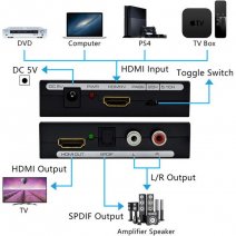 TRUSTETCH ESTRATTORE CONVERTITORE AUDIO VIDEO 4K HDMI IN HDMI + 2X RCA 1X TOSLINK OTTICO BLACK