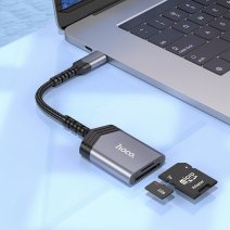 HOCO MULTIPORTA LETTORE OTG SCHEDE SD E MICROSD CON CONNETTORE USB-C GREY