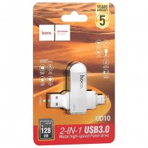HOCO PEN DRIVE CHIAVETTA USB + USB-C USB 3.0 128GB SILVER - MEMORY OTG