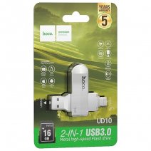 HOCO PEN DRIVE UD10 CHIAVETTA USB + USB-C USB 3.0 16GB SILVER - MEMORY OTG