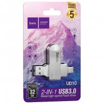 HOCO PEN DRIVE UD10 CHIAVETTA USB + USB-C USB 3.0 32GB SILVER - MEMORY OTG