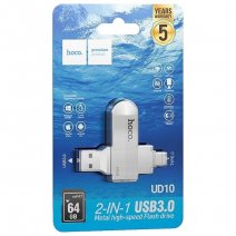 HOCO PEN DRIVE UD10 CHIAVETTA USB + USB-C USB 3.0 64GB SILVER - MEMORY OTG