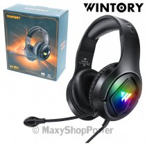 WINTORY CUFFIE GAMING HEADPHONES ON-EAR M1 PER PC USB O JACK 3,5 MM CON MICROFONO LED BLACK